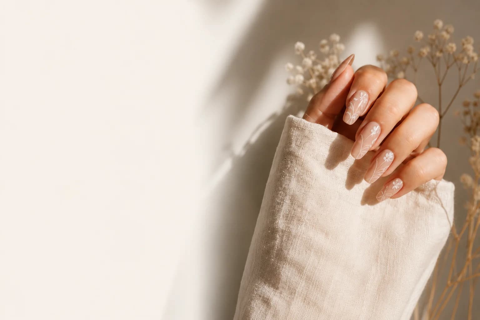 Close-up of hand-painted press-on nails